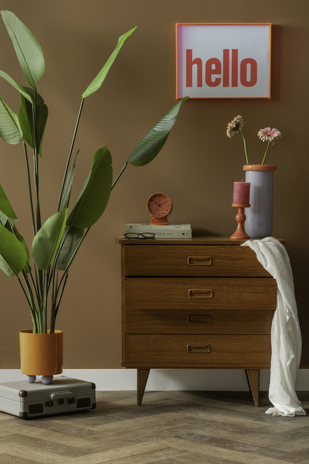 Present Time - Wall Art Hello Large - Roze