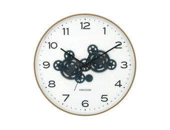 Karlsson - Wandklok Open Gear - Ochre yellow & dark blue- Ø40cm