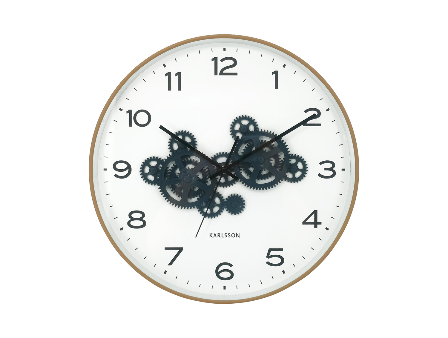 Karlsson - Wandklok Open Gear - Ochre yellow & dark blue- Ø40cm