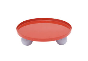 Present Time - Dienblad Double Funky Rond Large - bright red w. soft purple