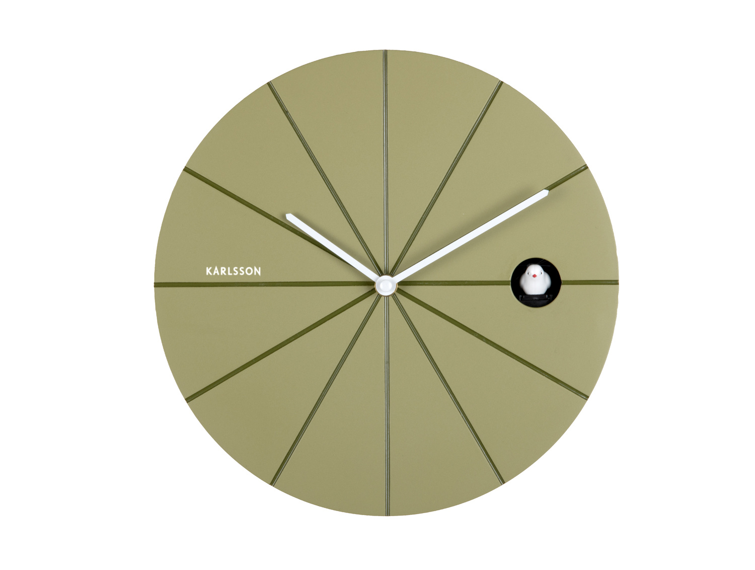 Karlsson - Wandklok Destacado Cuckoo - Olive green w. luxury green- Ø28cm