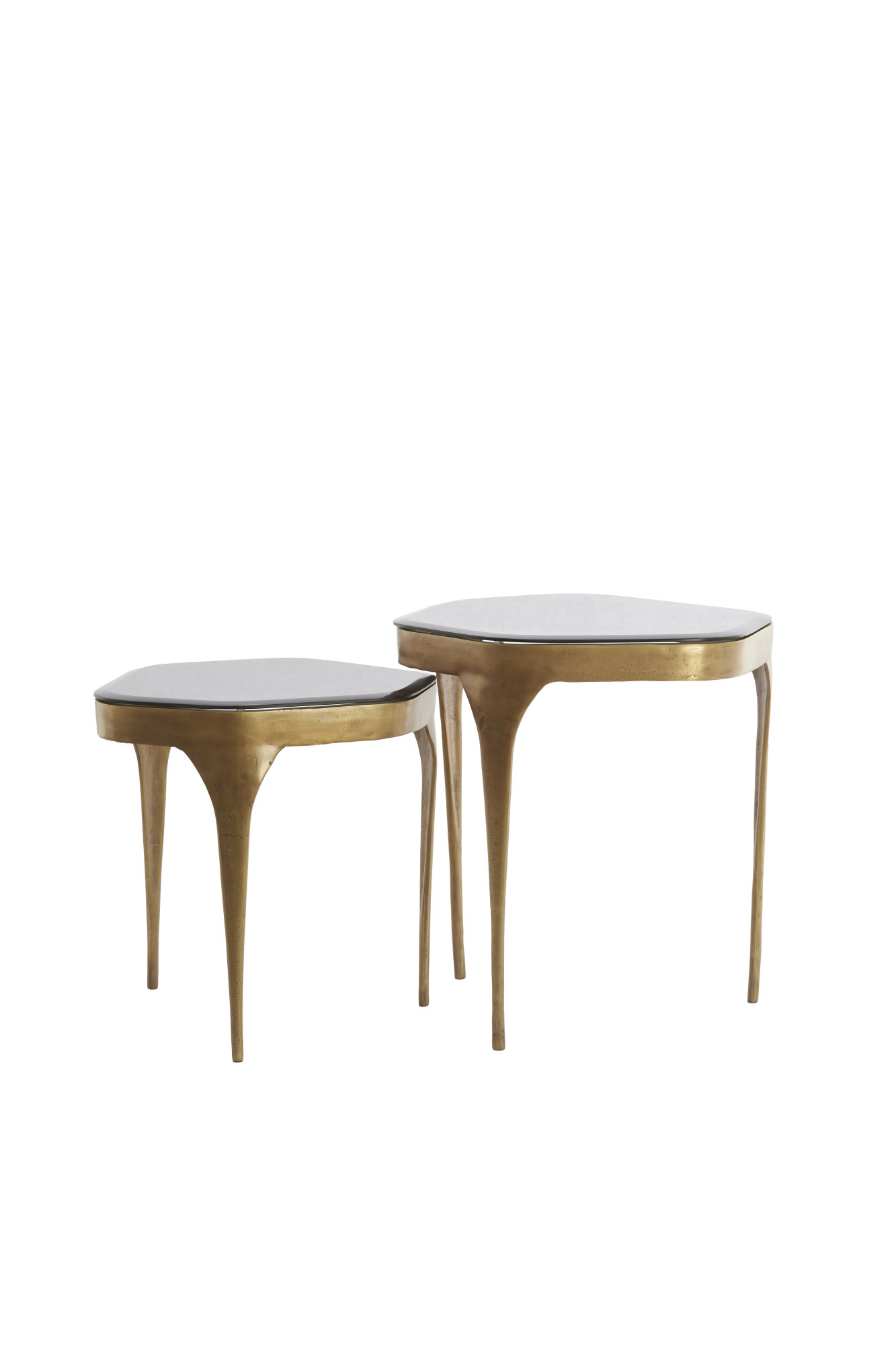 Light & Living - Bijzettafel AVI - 50x45.5x50 cm - Grijs - Set van 2