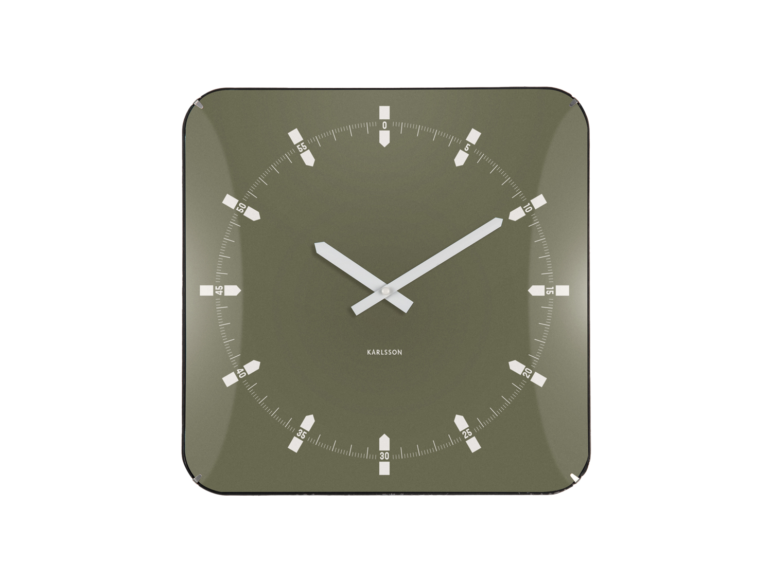 Karlsson - Wandklok Sucinto Dome Vierkant - Luxury green
