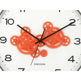 Karlsson - Wandklok Open Gear - Mouse grey & Bright Orange- Ø40cm