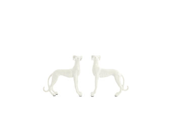 Light & Living - Ornament DOGS - 17x8x18 cm - Wit - Set van 2