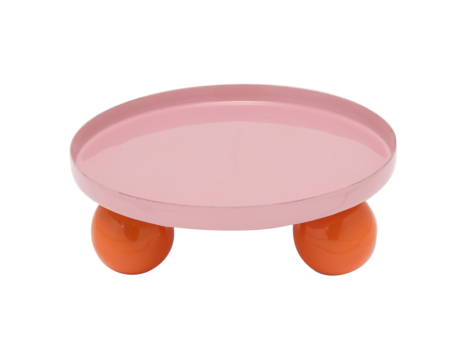 Present Time - Dienblad Double Funky Rond - Soft pink & bright orange
