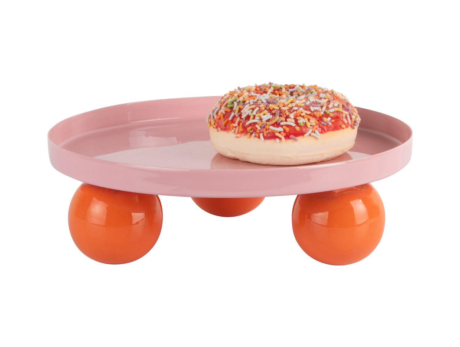 Present Time - Dienblad Double Funky Rond - Soft pink & bright orange