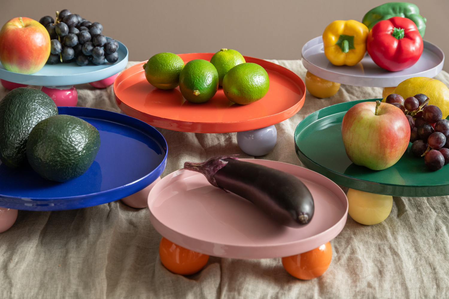 Present Time - Dienblad Double Funky Rond - Soft pink & bright orange