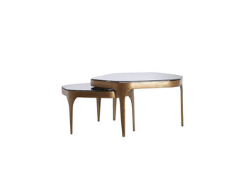 Light & Living - Salontafel AVI - 77x70x42 cm - Grijs - Set van 2