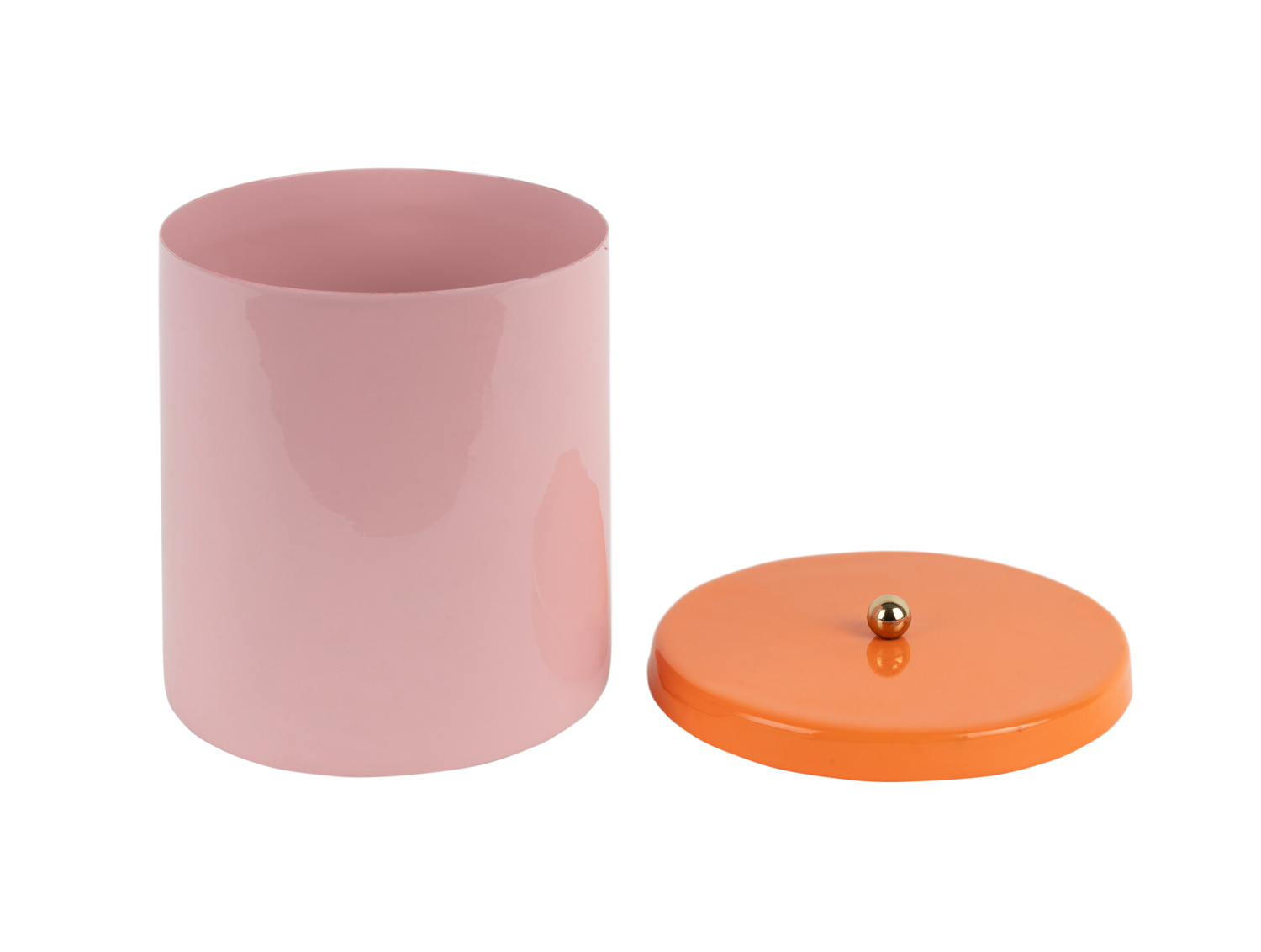 Present Time - Storage Jar Double Funky Retro - Soft pink & bright orange