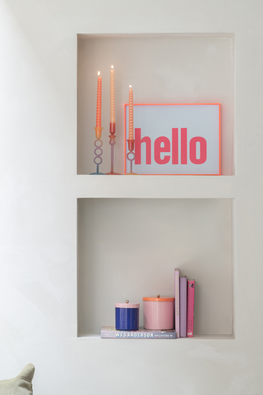 Present Time - Storage Jar Double Funky Retro - Soft pink & bright orange