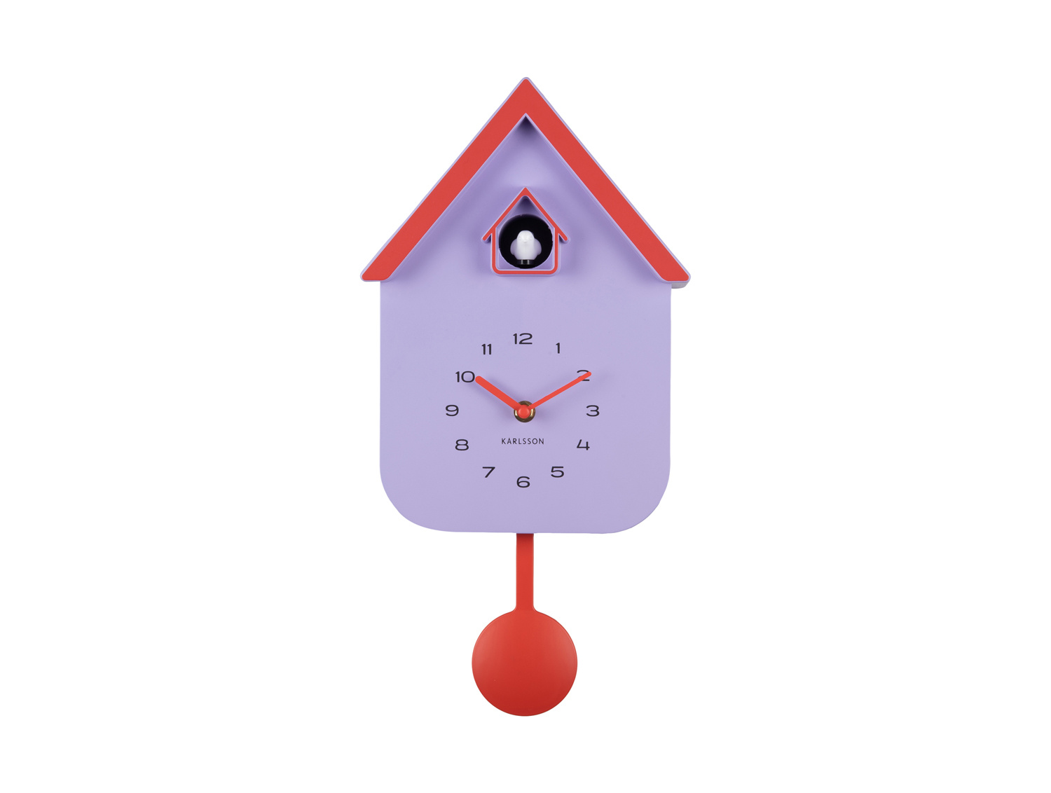 Karlsson - Wandklok Dupla Color Cuckoo - Soft purple & brilliant orange