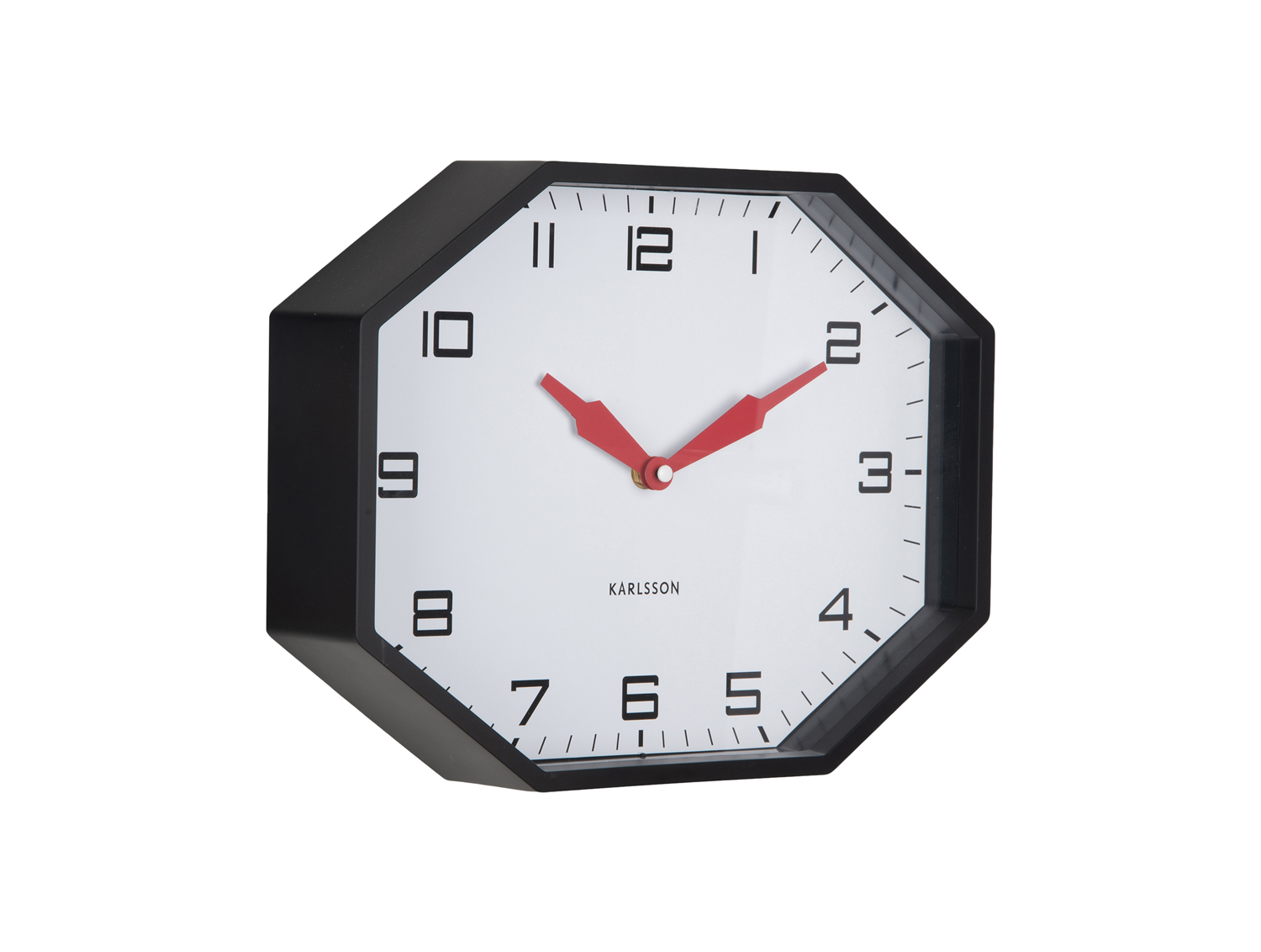 Karlsson - Wandklok Modern Factory Octagon - Black & bright red