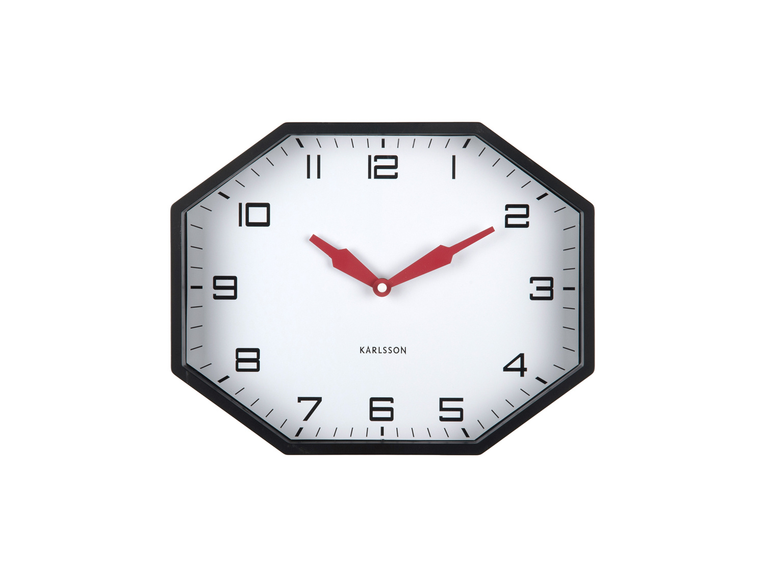 Karlsson - Wandklok Modern Factory Octagon - Black & bright red