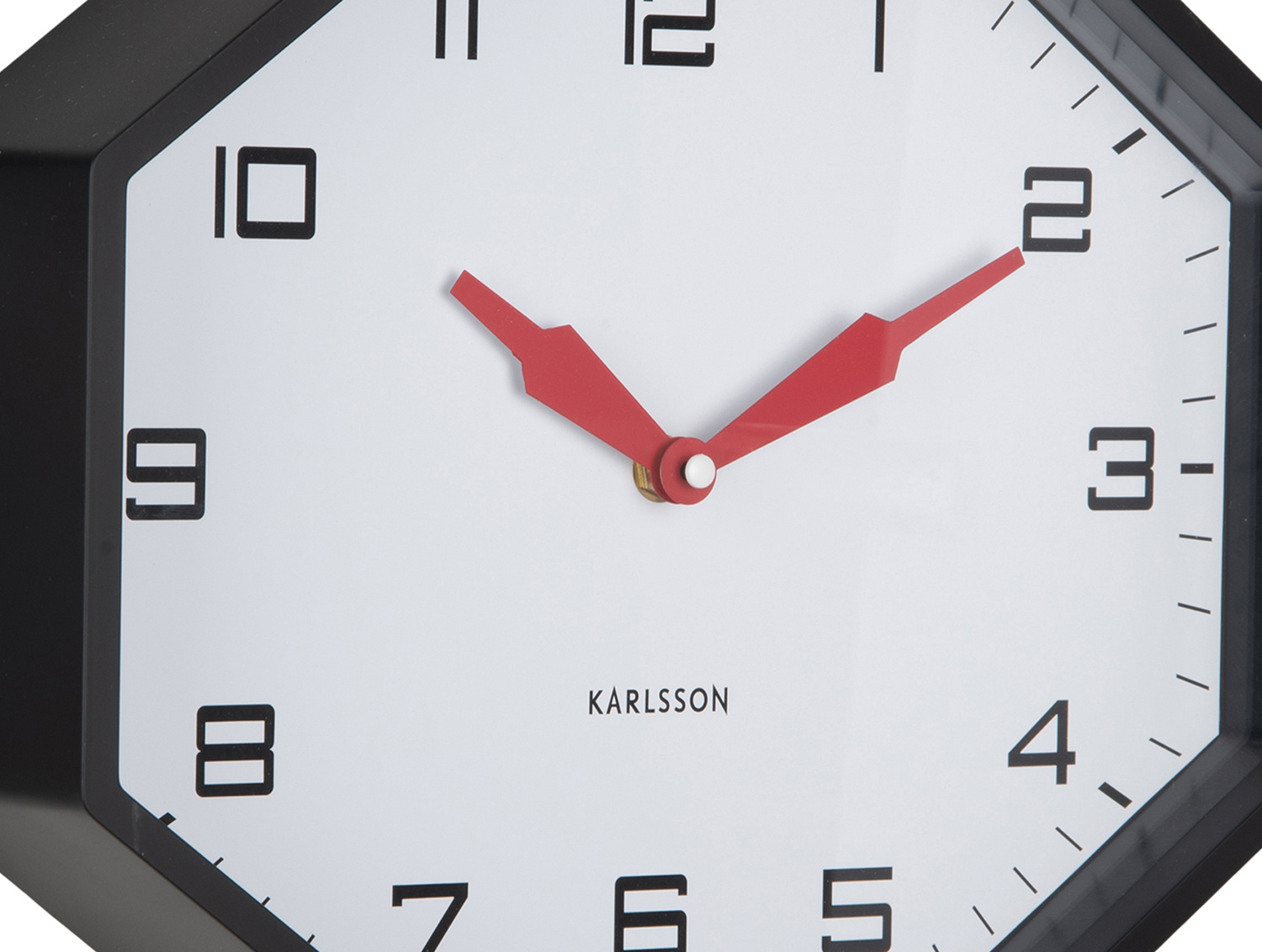 Karlsson - Wandklok Modern Factory Octagon - Black & bright red