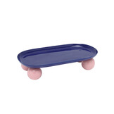 Present Time - Dienblad Double Funky Oval - Cobalt blue & soft pink