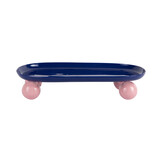 Present Time - Dienblad Double Funky Oval - Cobalt blue & soft pink