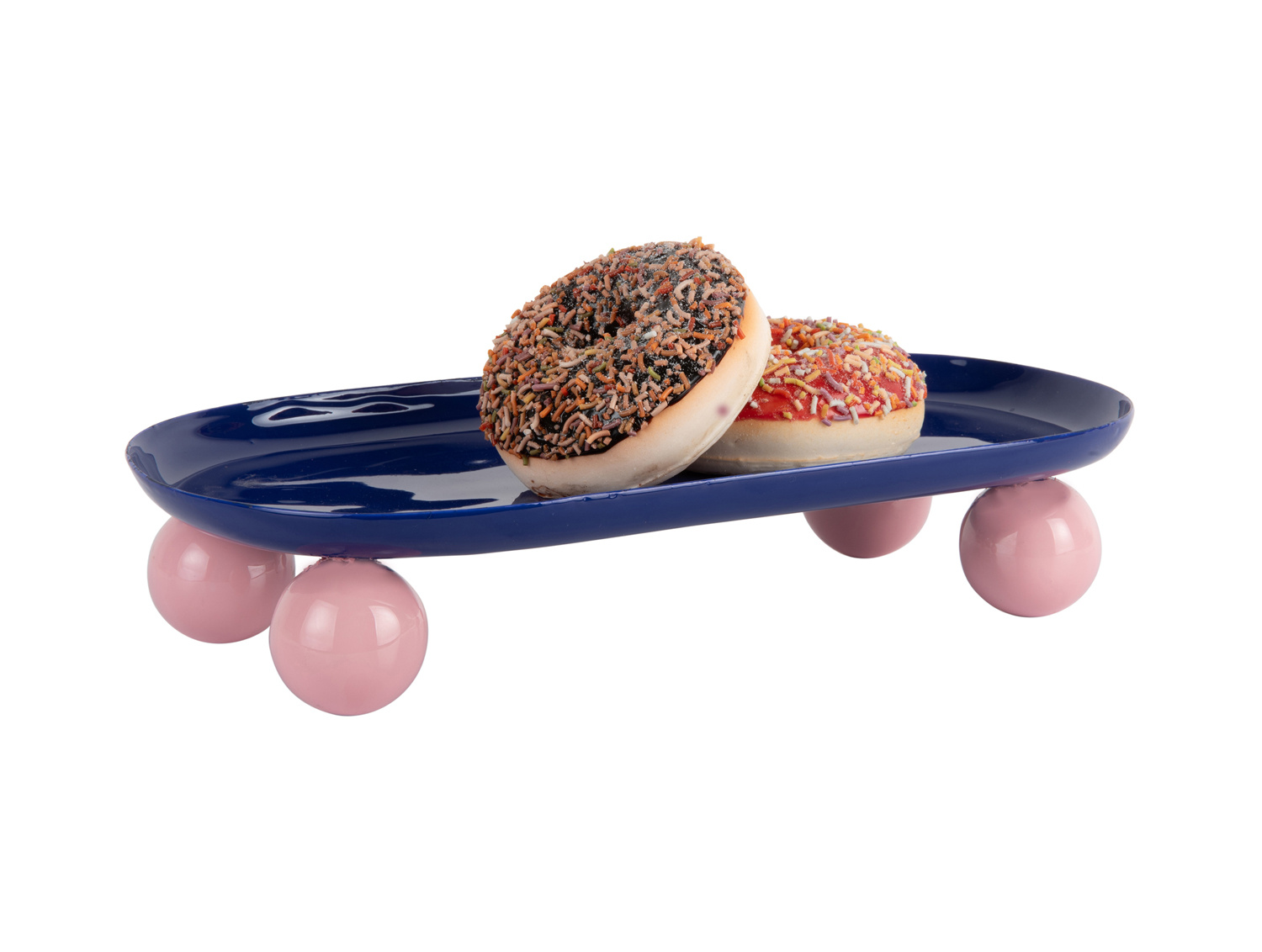 Present Time - Dienblad Double Funky Oval - Cobalt blue & soft pink