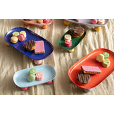 Present Time - Dienblad Double Funky Oval - Cobalt blue & soft pink