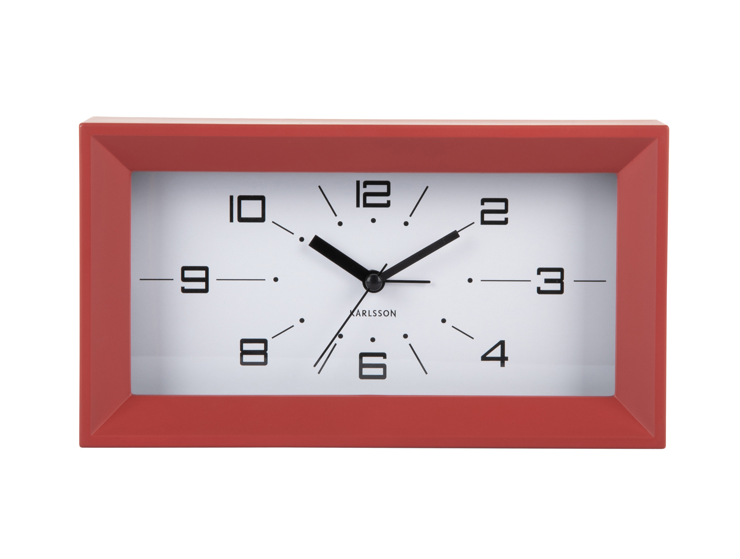 Karlsson - Wekker Lujo Rectangle - Ochre red & jungle green