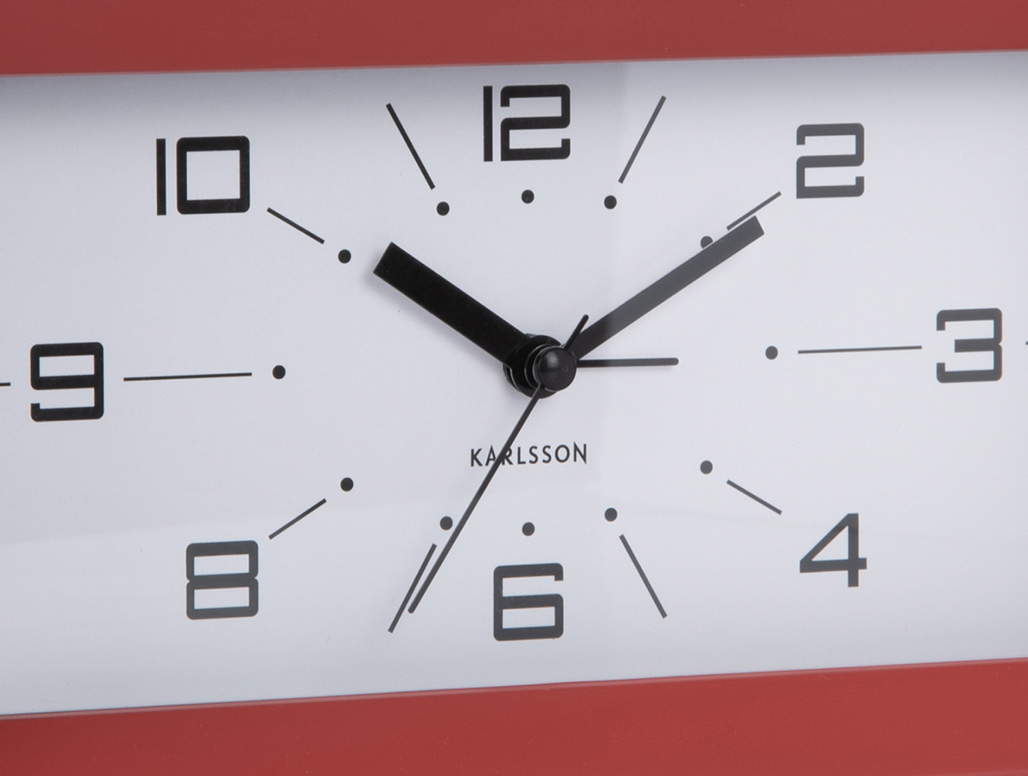 Karlsson - Wekker Lujo Rectangle - Ochre red & jungle green