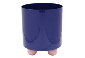 Present Time - Bloempot Double Funky Large - Cobalt blue & soft pink