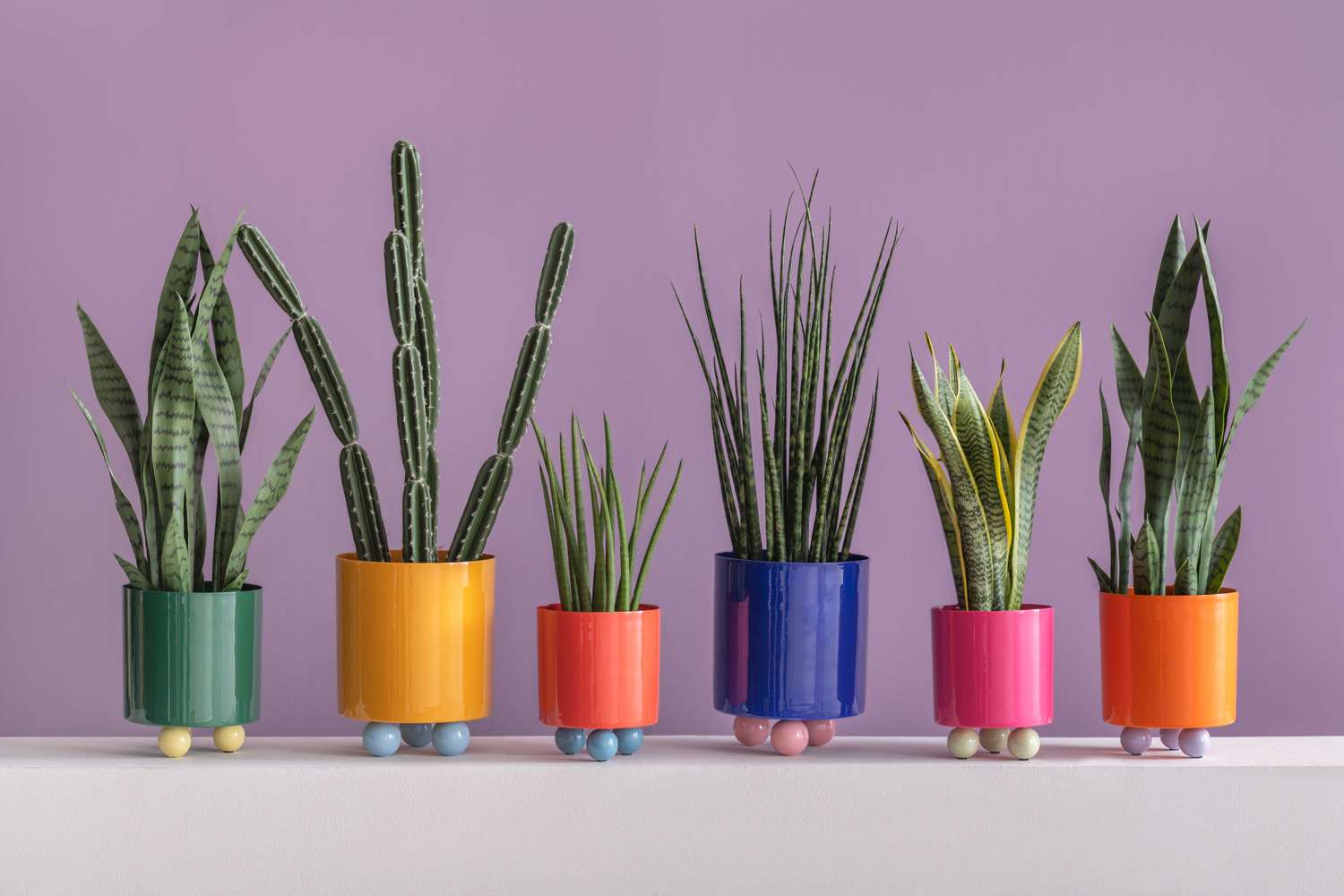 Present Time - Bloempot Double Funky Large - Cobalt blue & soft pink