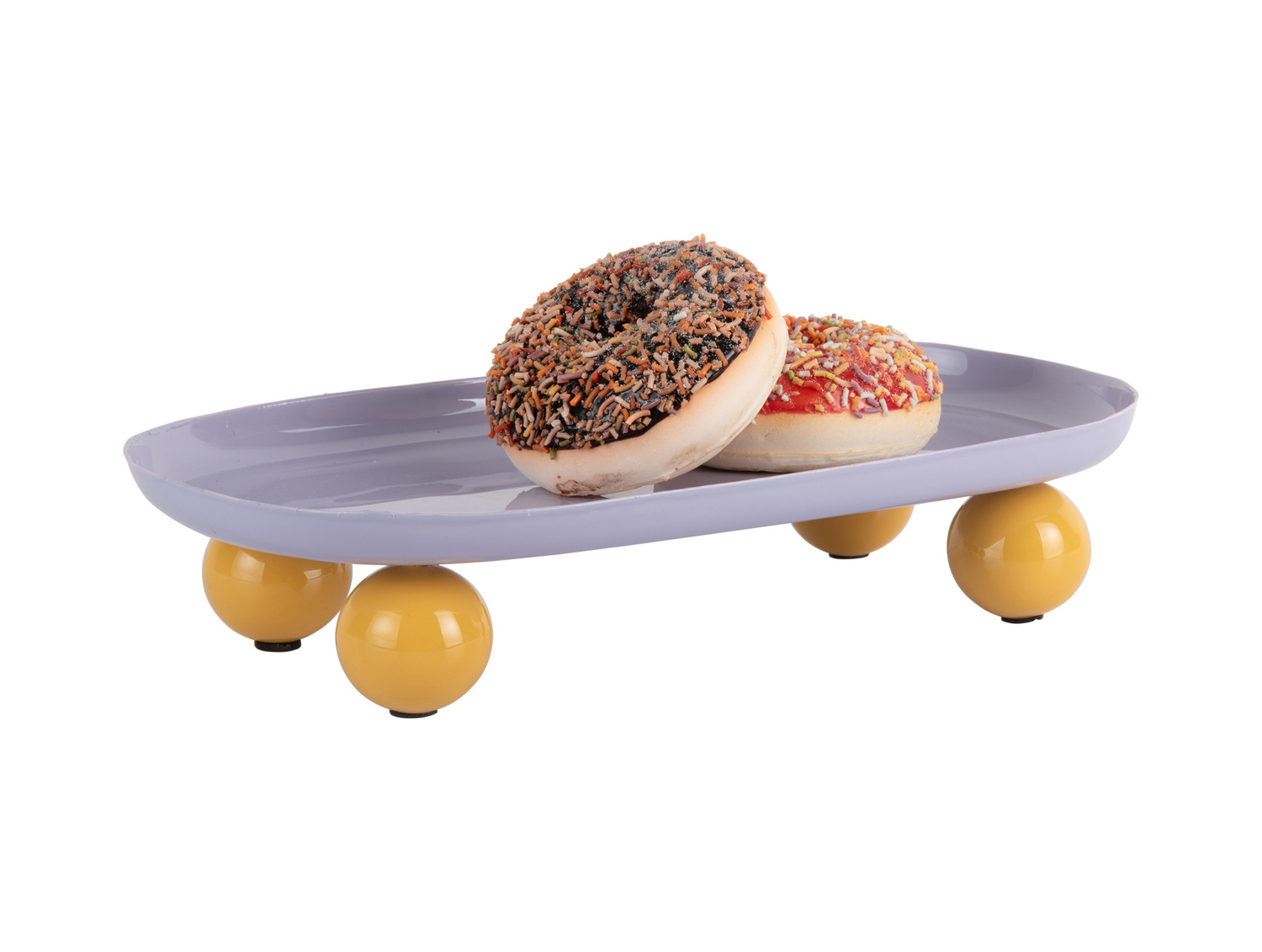 Present Time - Dienblad Double Funky Oval Large - Soft purple & bright yellow