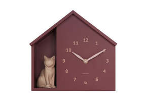 Karlsson - Wandklok Siting Cat - Bordeauxrood- Ø24,9cm