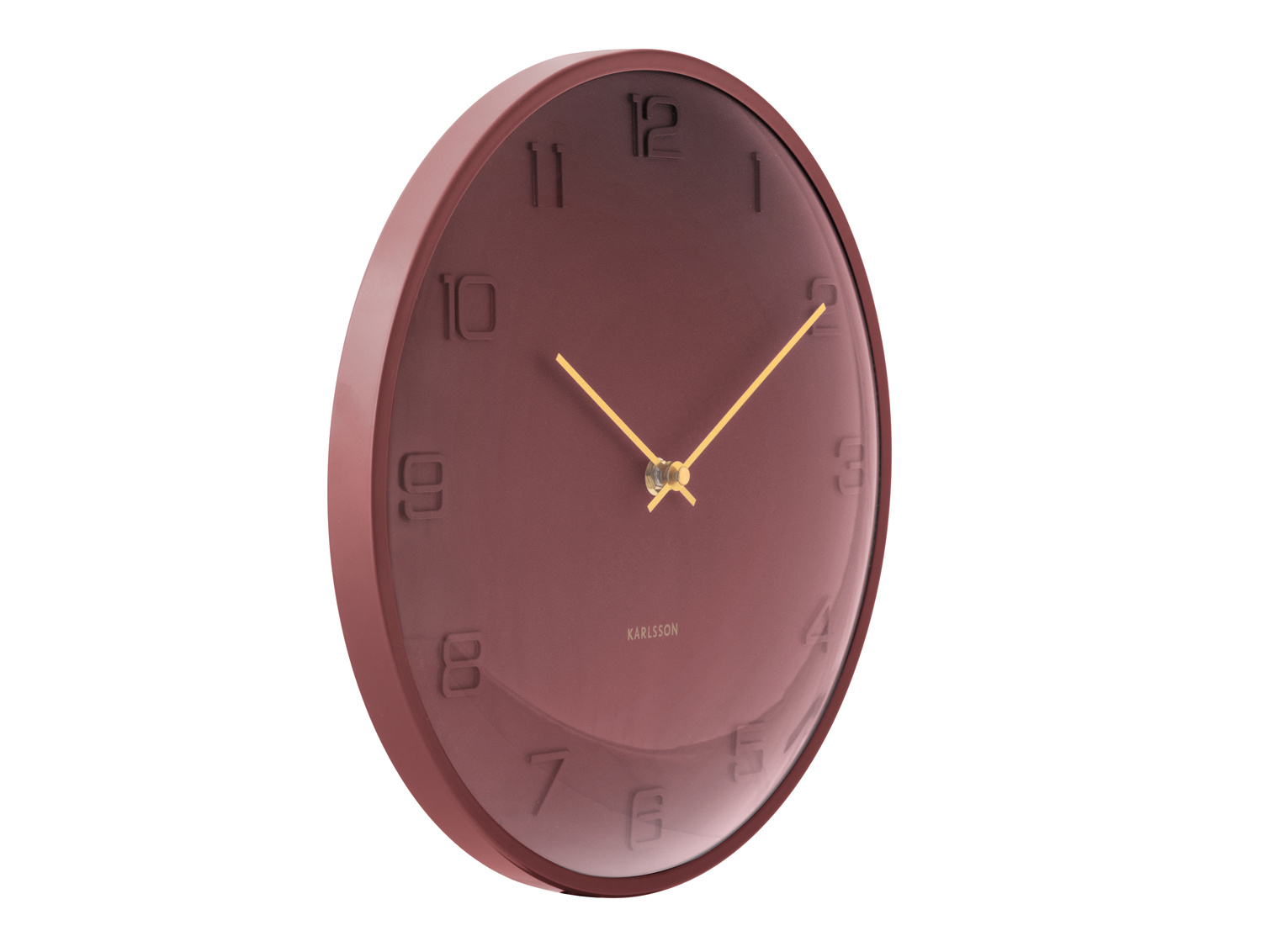 Karlsson - Wandklok Fuerte Dome - Bordeauxrood- Ø30,5cm