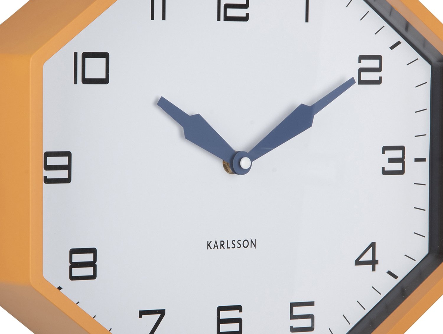 Karlsson - Wandklok Modern Factory Octagon - Ochre yellow & navy blue