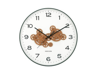 Karlsson - Wandklok Open Gear - Jungle green & ochre yellow- Ø40cm