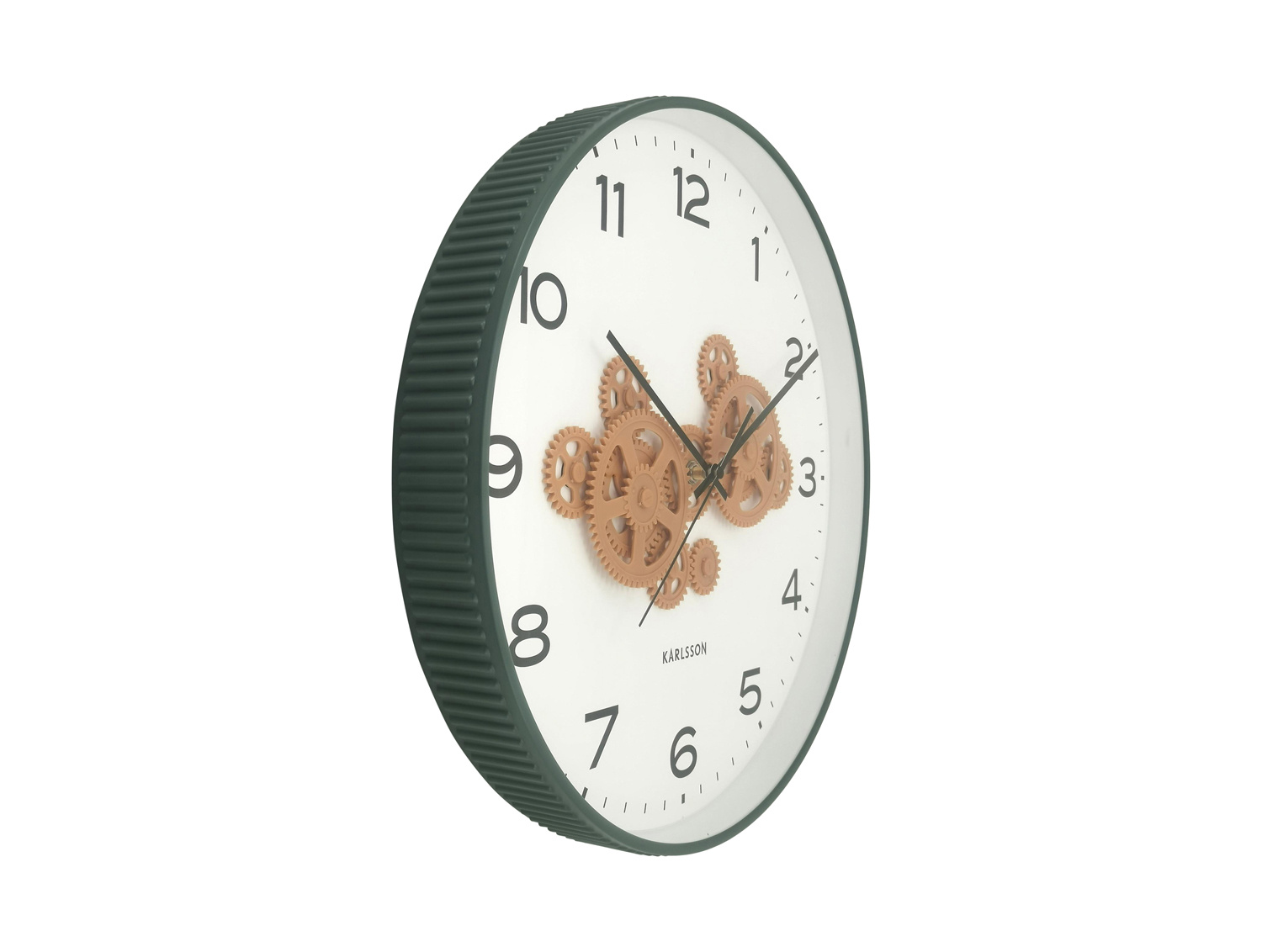 Karlsson - Wandklok Open Gear - Jungle green & ochre yellow- Ø40cm