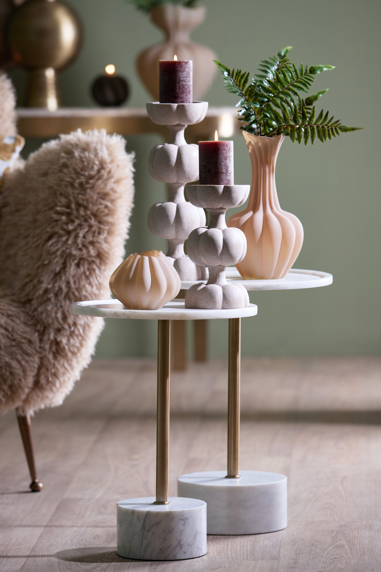 Light & Living - Bijzettafel CIVITA - Ø37x49 cm - Wit