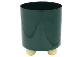 Present Time - Bloempot Double Funky Medium - Retro green & soft yellow