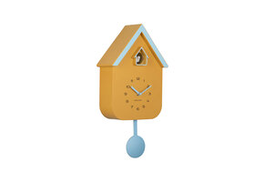 Karlsson - Wandklok Dupla Color Cuckoo - Mango yellow & soft blue