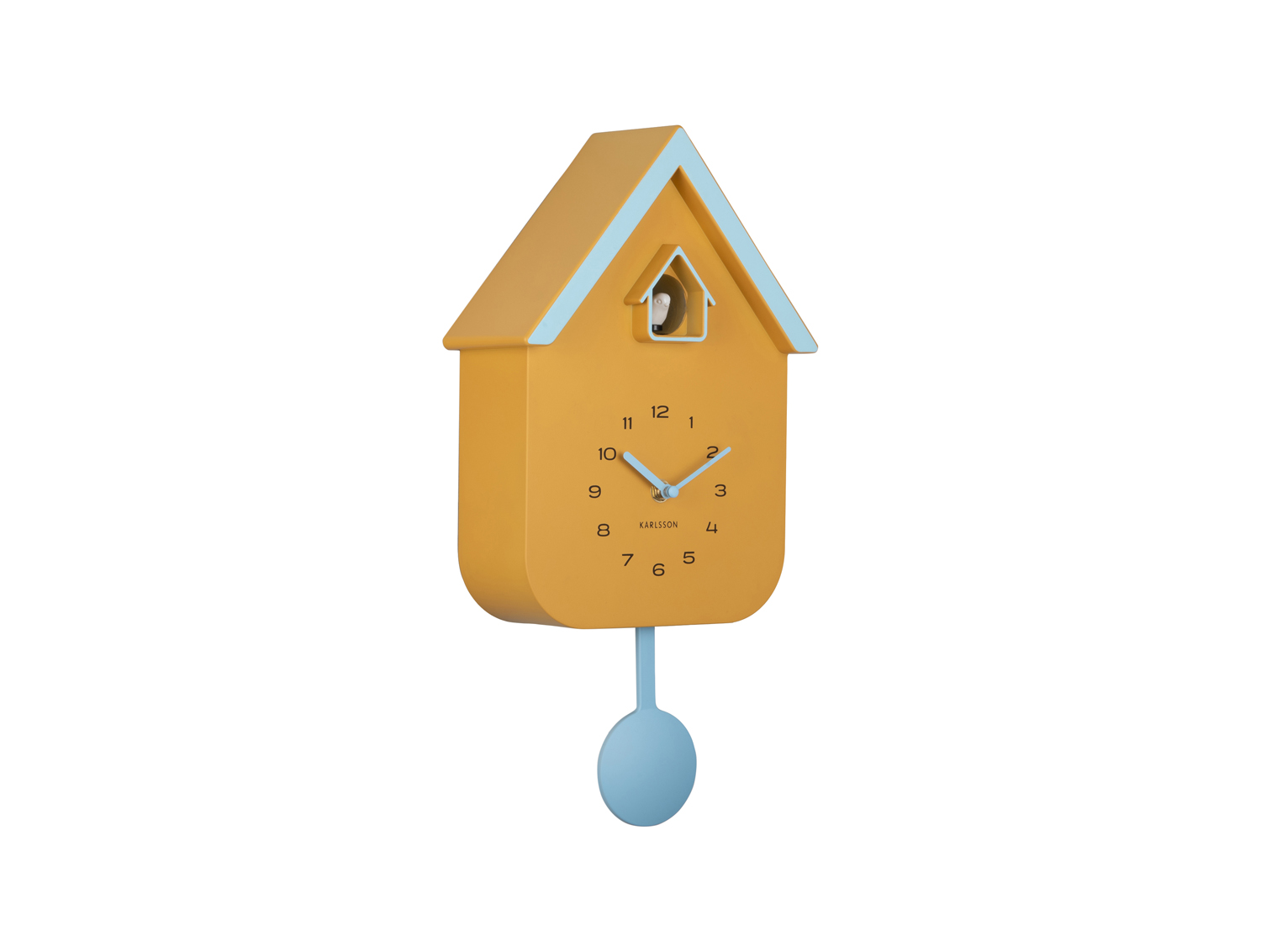 Karlsson - Wandklok Dupla Color Cuckoo - Mango yellow & soft blue
