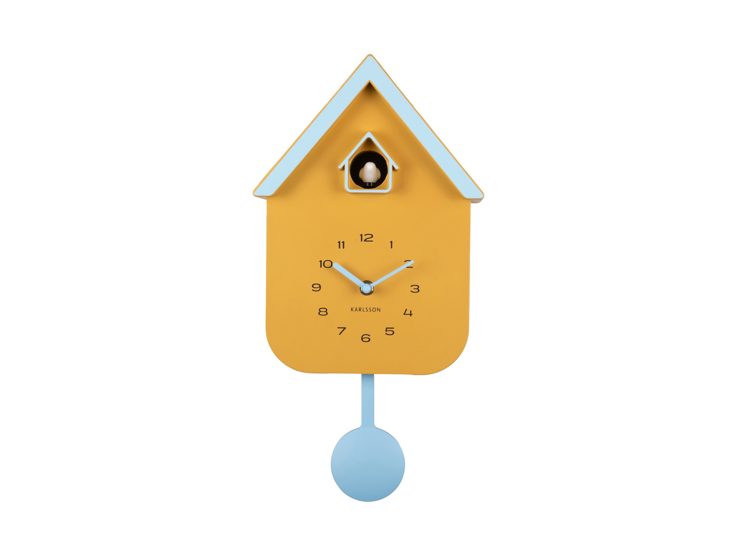 Karlsson - Wandklok Dupla Color Cuckoo - Mango yellow & soft blue