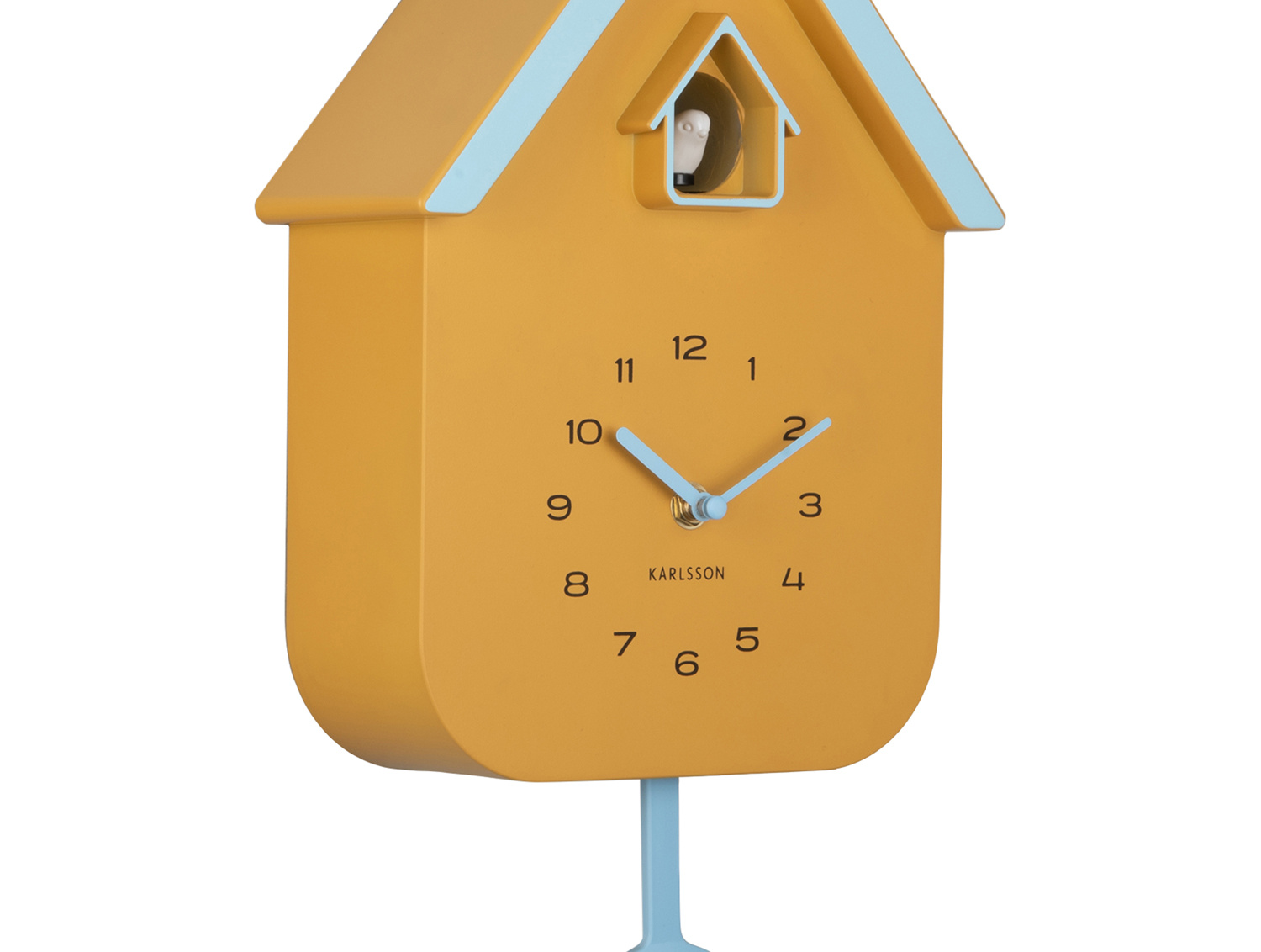 Karlsson - Wandklok Dupla Color Cuckoo - Mango yellow & soft blue