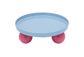 Present Time - Dienblad Double Funky Rond - Soft blue & bright pink