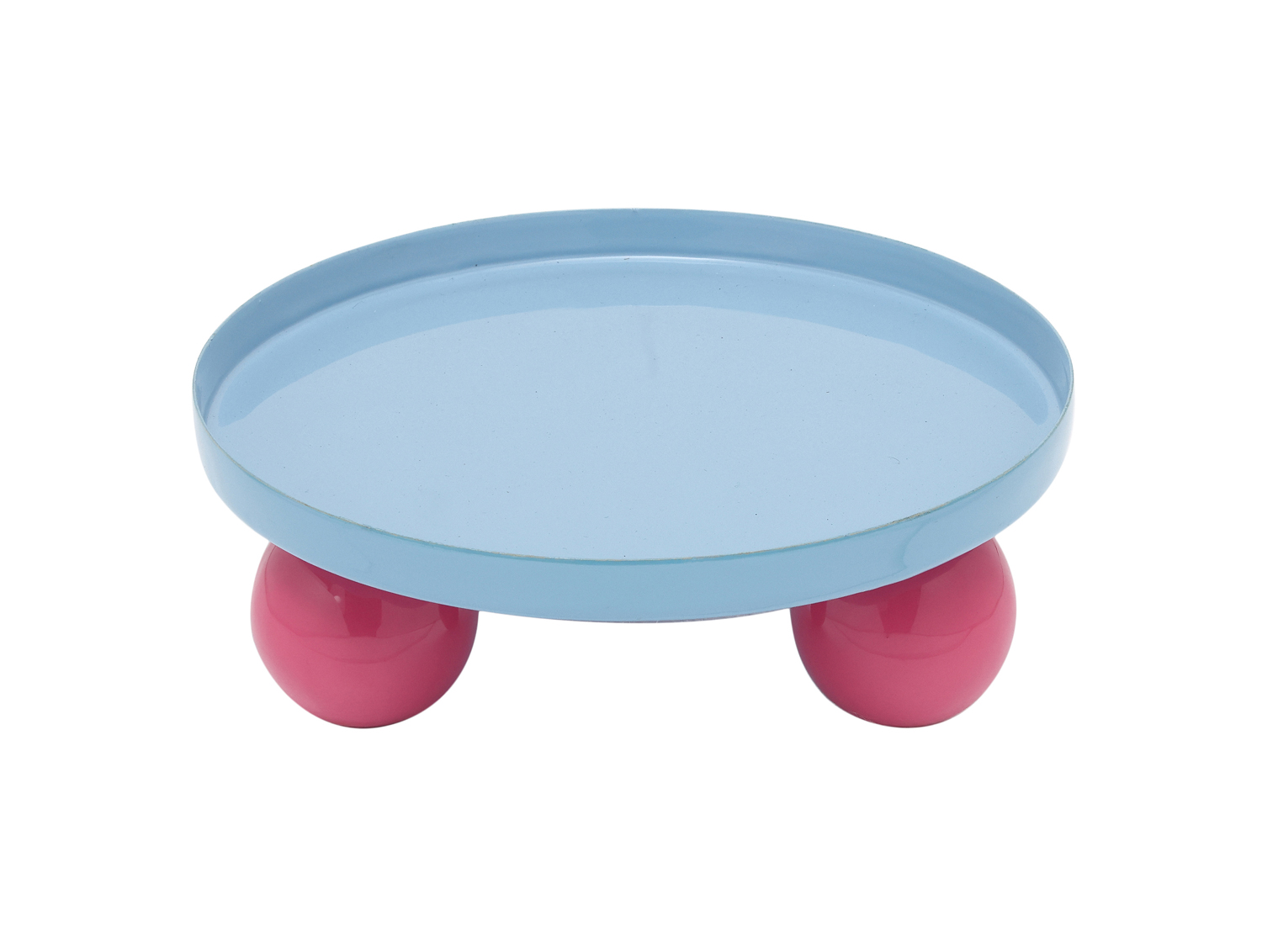 Present Time - Dienblad Double Funky Rond - Soft blue & bright pink