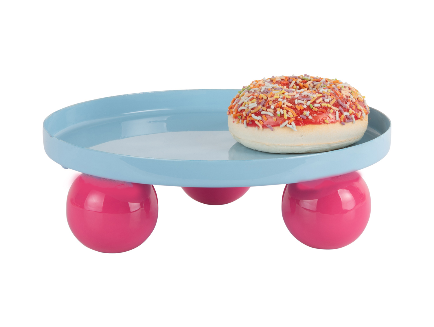 Present Time - Dienblad Double Funky Rond - Soft blue & bright pink