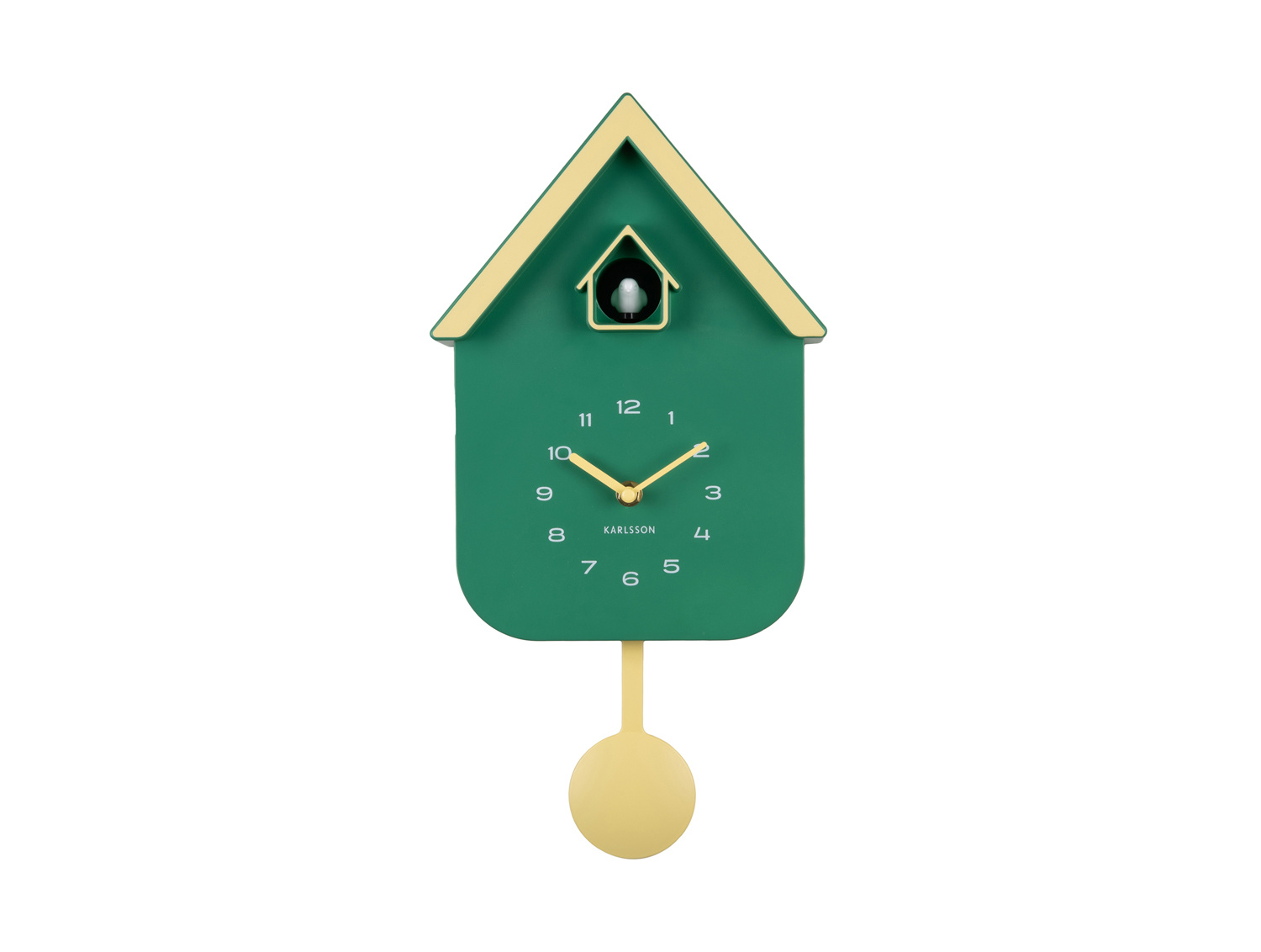 Karlsson - Wandklok Dupla Color Cuckoo - Retro green & soft yellow