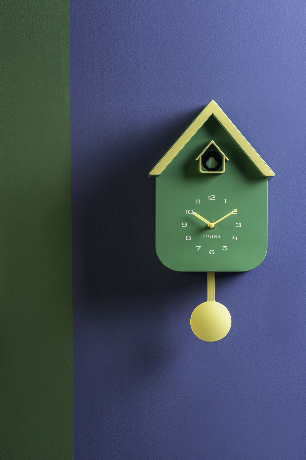 Karlsson - Wandklok Dupla Color Cuckoo - Retro green & soft yellow