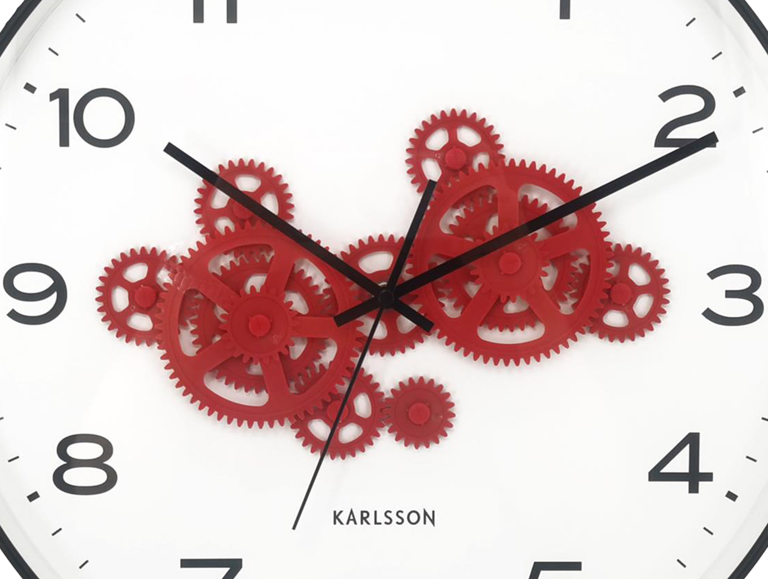 Karlsson - Wandklok Open Gear - Black & bright red- Ø40cm