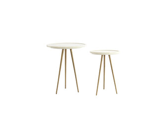 Light & Living - Bijzettafel PRATO - Ø43x53 cm - Wit - Set van 2