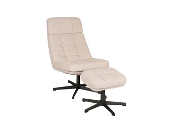 LABEL51 Fauteuil Alvar - Naturel - Boucle - Incl. Ottoman