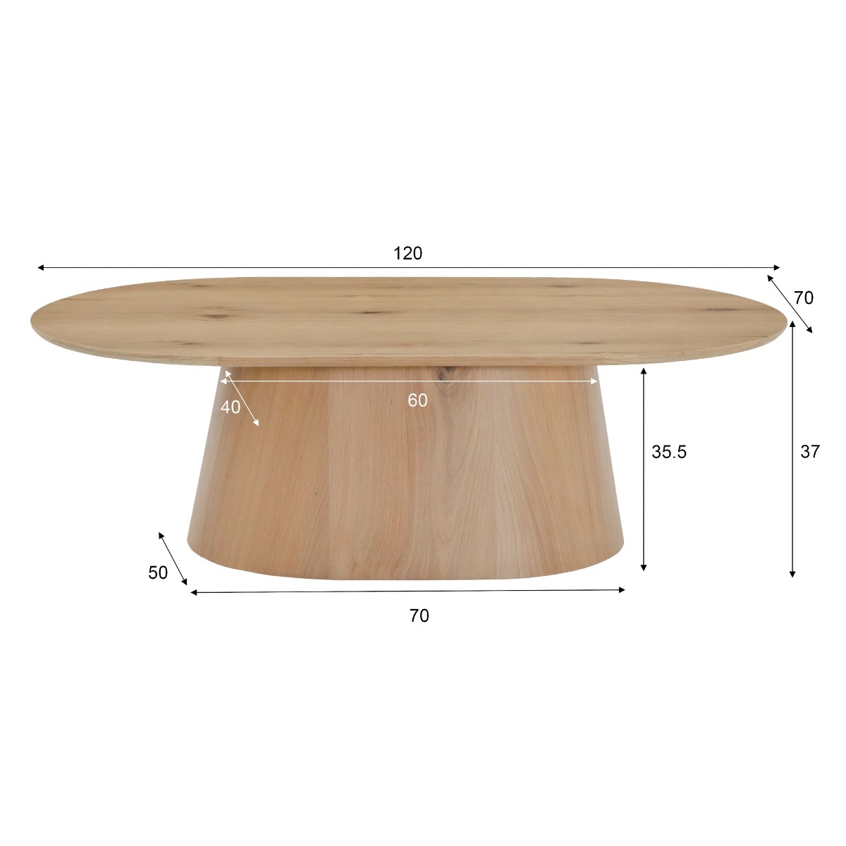 Livingfurn - Salontafel Novero Oval - 70x120x36cm
