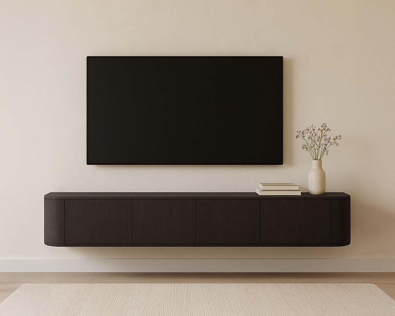 Livingfurn - TV-Meubel Novero Espresso Zwevend - 35x220x33cm