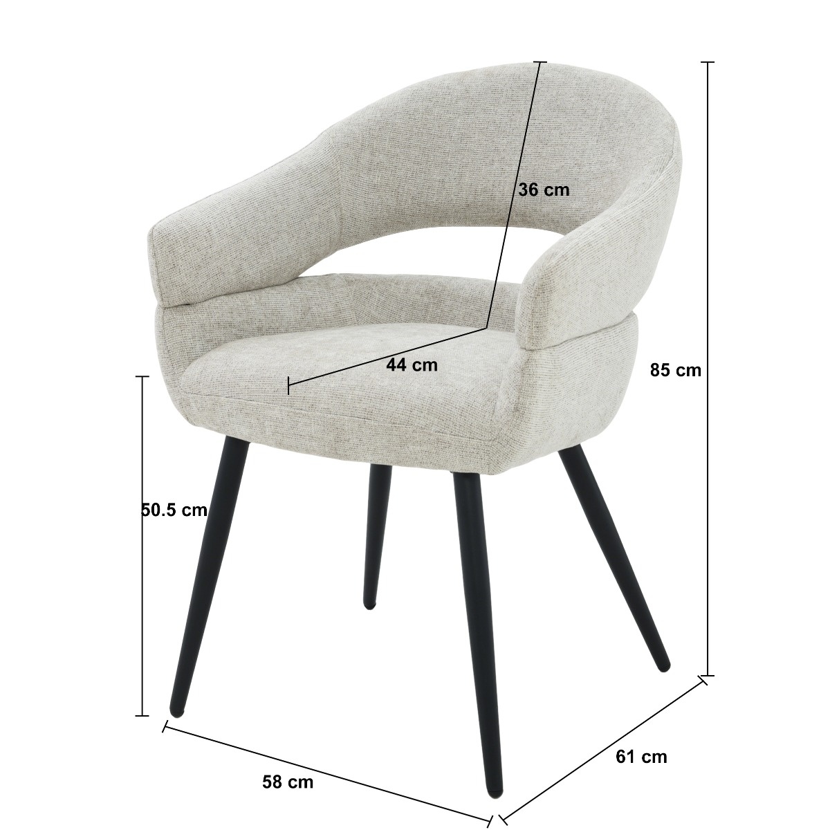 Livingfurn - Eetkamerstoel Megan Toffee Set van 2 - 62x58x85cm